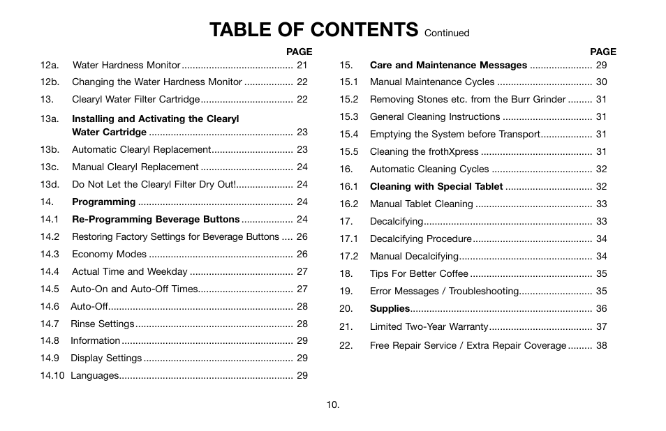 Jura Capresso Impressa 68193 User Manual | Page 10 / 39