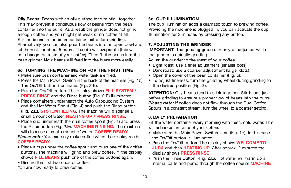 Jura Capresso Impressa 68193 User Manual | Page 15 / 39