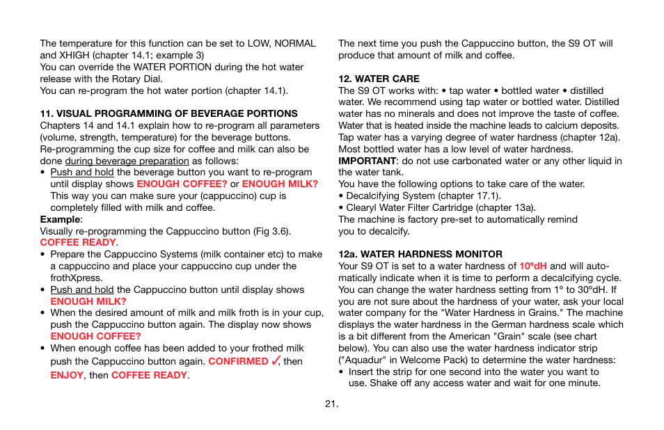 Jura Capresso Impressa 68193 User Manual | Page 21 / 39