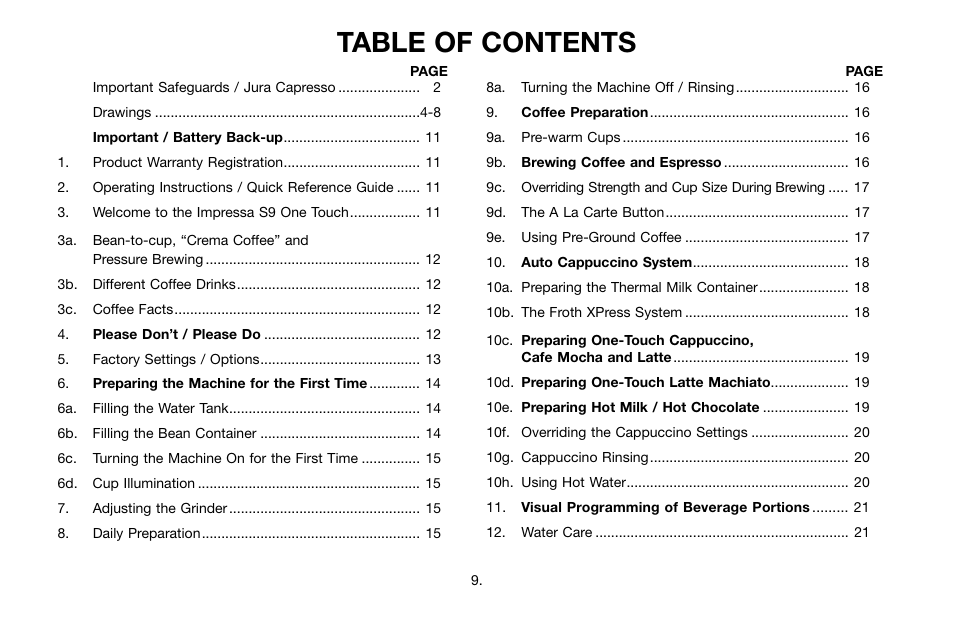 Jura Capresso Impressa 68193 User Manual | Page 9 / 39