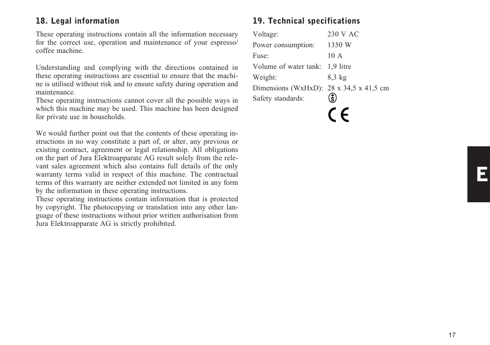 Jura Capresso IMPRESSA E50 User Manual | Page 17 / 17