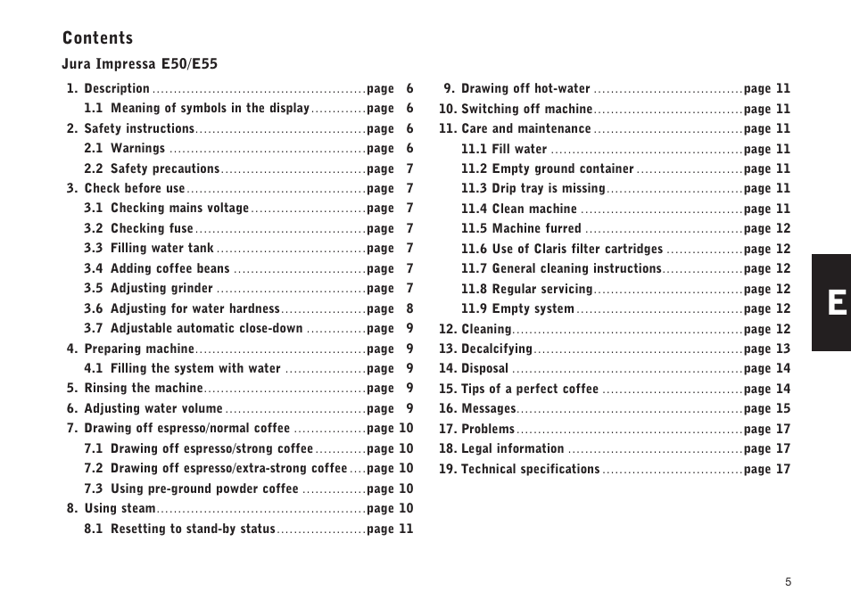 Jura Capresso IMPRESSA E50 User Manual | Page 5 / 17