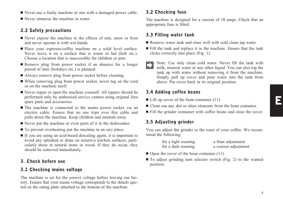 Jura Capresso IMPRESSA E50 User Manual | Page 7 / 17