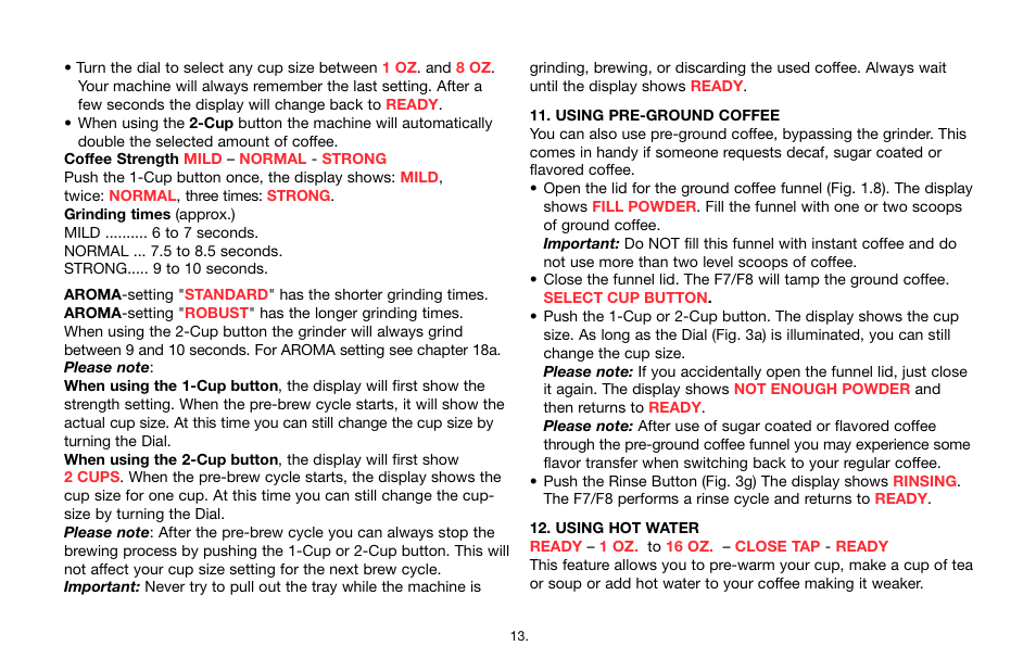 Jura Capresso IMPRESSA F7/F8 User Manual | Page 13 / 24