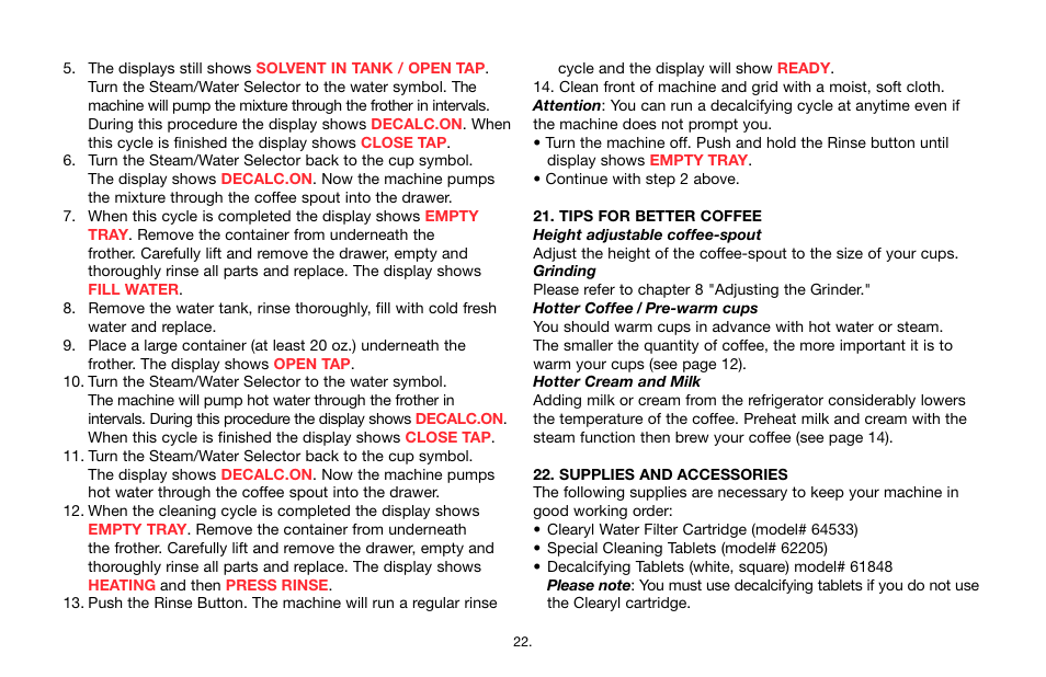 Jura Capresso IMPRESSA F7/F8 User Manual | Page 22 / 24