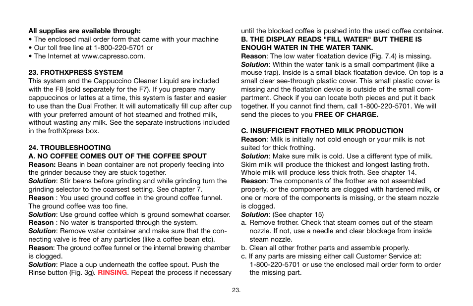 Jura Capresso IMPRESSA F7/F8 User Manual | Page 23 / 24
