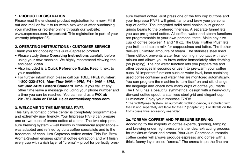 Jura Capresso IMPRESSA F7/F8 User Manual | Page 9 / 24