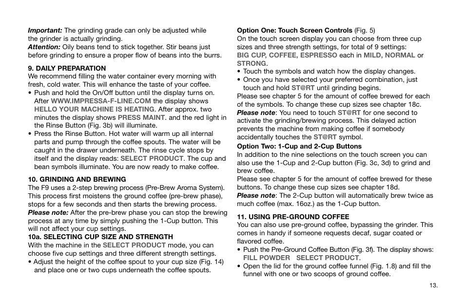 Jura Capresso IMPRESSA F9 63942R User Manual | Page 13 / 27