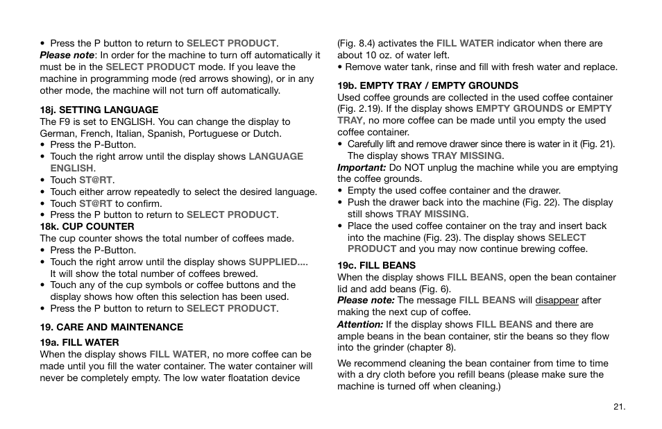 Jura Capresso IMPRESSA F9 63942R User Manual | Page 21 / 27