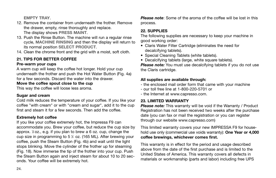 Jura Capresso IMPRESSA F9 63942R User Manual | Page 24 / 27