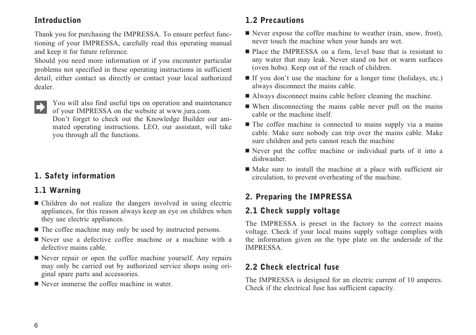 Jura Capresso IMPRESSA F5 User Manual | Page 6 / 26