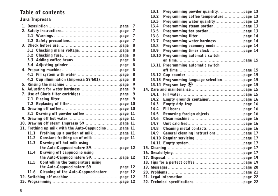 Jura Capresso S95 User Manual | Page 6 / 22