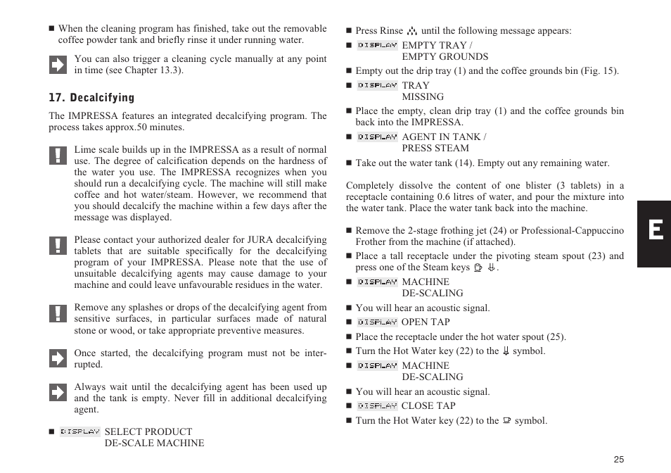 Jura Capresso IMPRESSA XS90 User Manual | Page 25 / 28