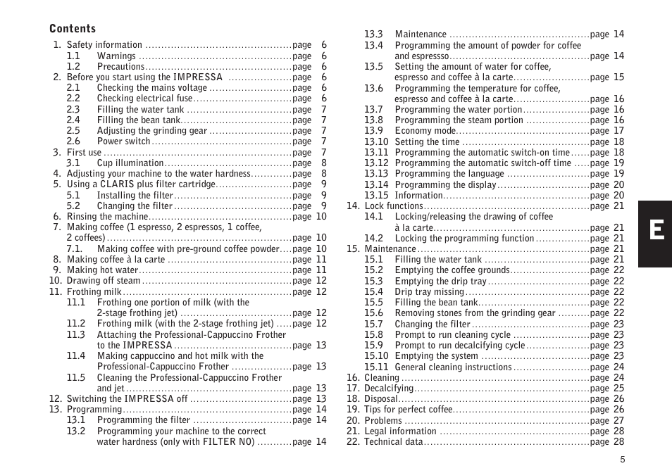 Jura Capresso IMPRESSA XS90 User Manual | Page 5 / 28