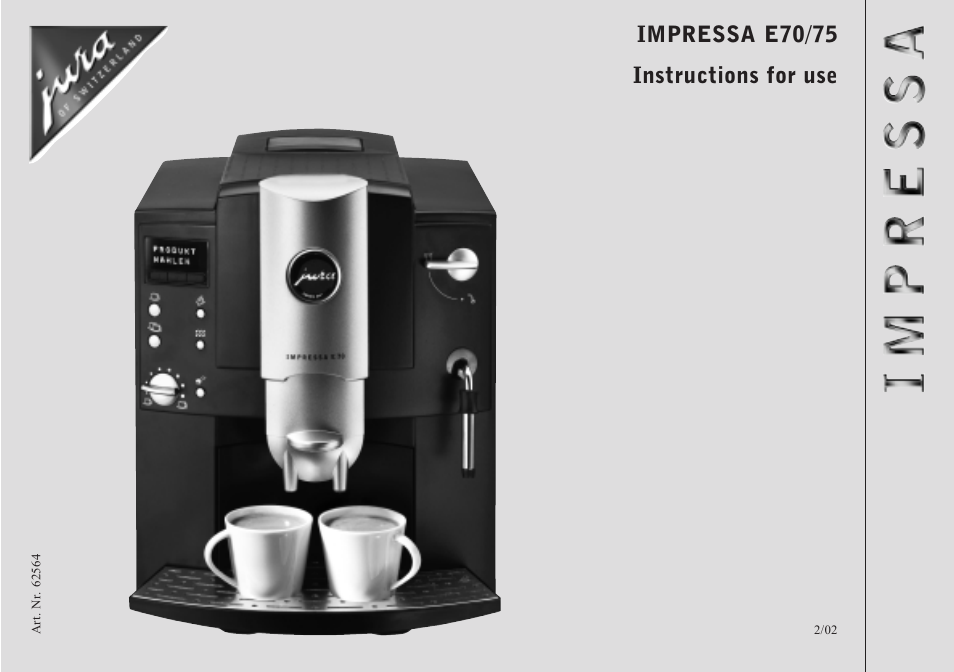 Jura Capresso E75 User Manual | 19 pages