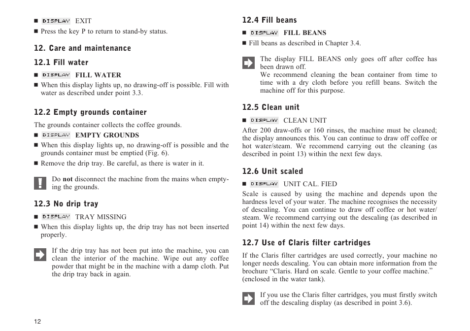 Jura Capresso E75 User Manual | Page 12 / 19