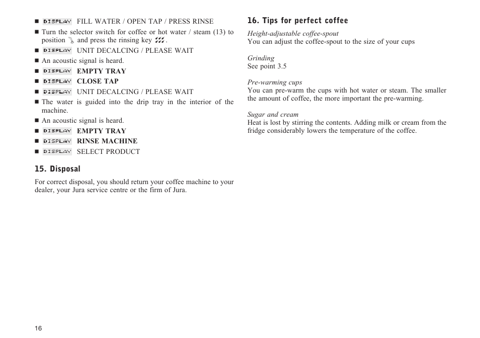 Jura Capresso E75 User Manual | Page 16 / 19
