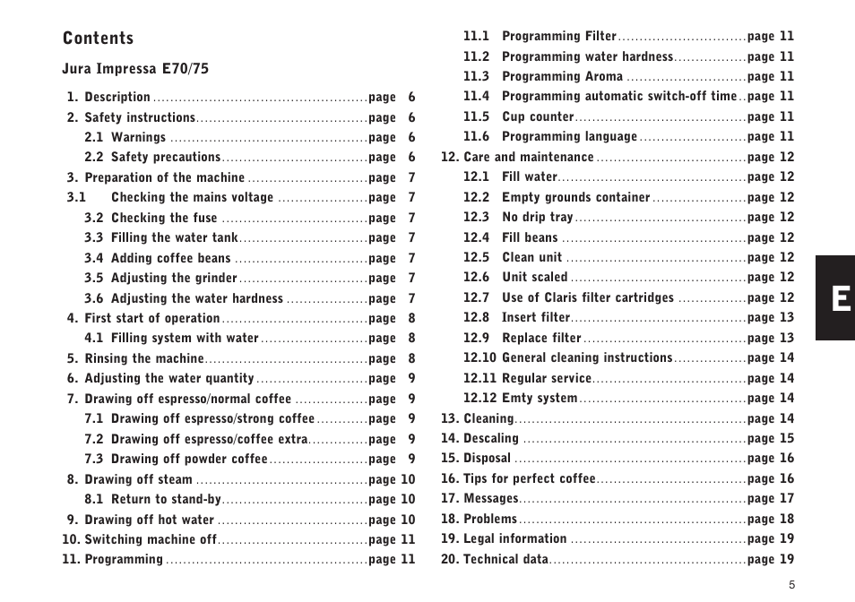 Jura Capresso E75 User Manual | Page 5 / 19