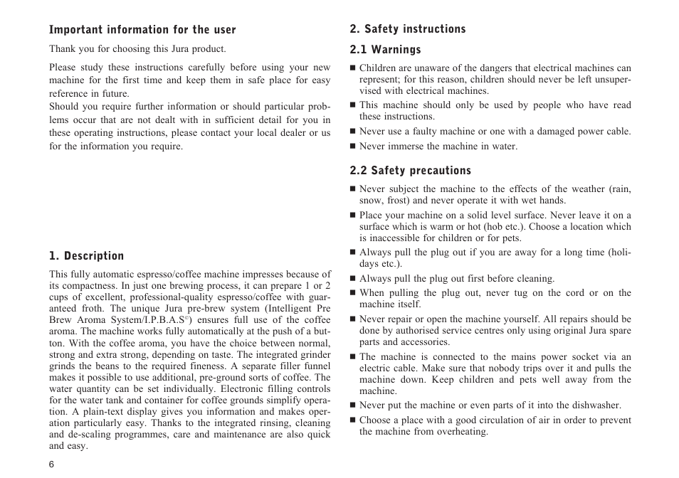 Jura Capresso E75 User Manual | Page 6 / 19