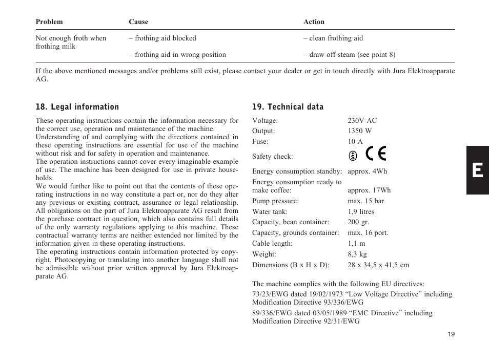 Jura Capresso E40 User Manual | Page 19 / 19