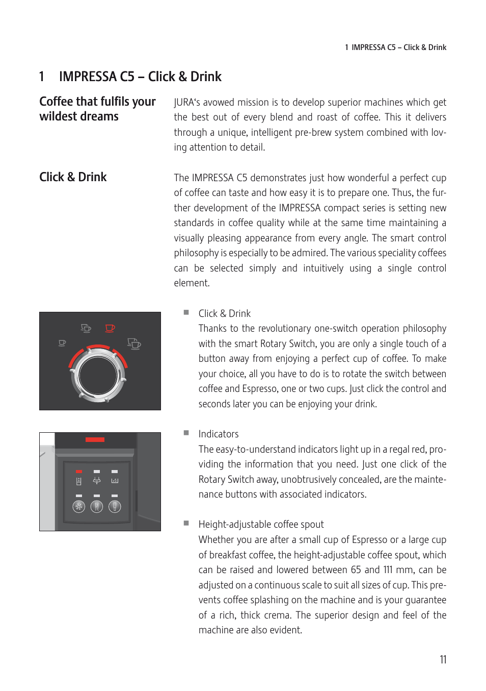 1 impressa c5 – click & drink | Jura Capresso IMPRESSA C5 User Manual | Page 11 / 88