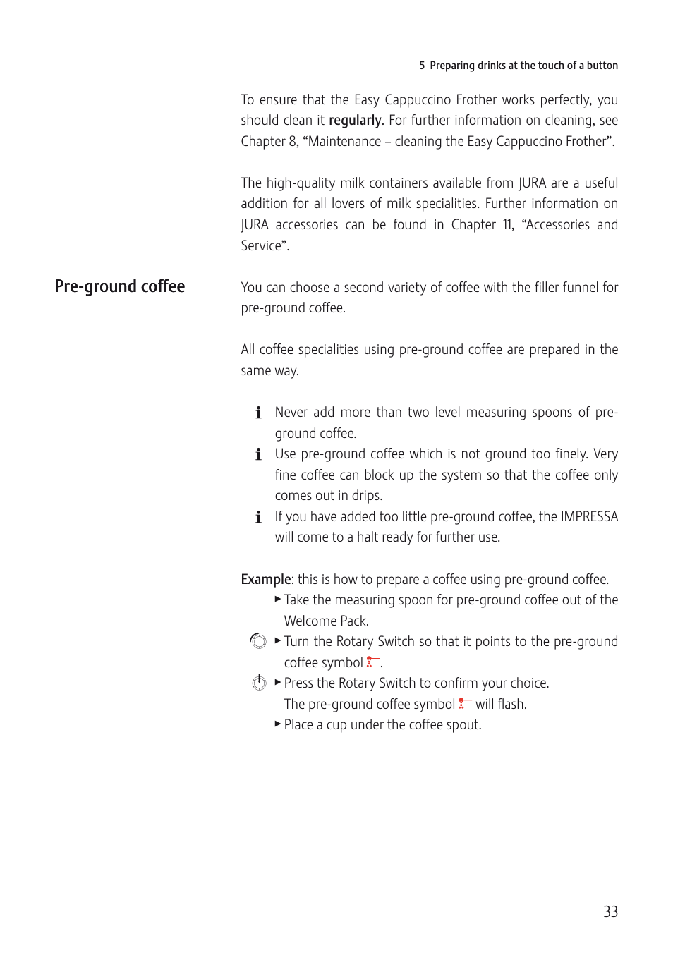 Jura Capresso IMPRESSA C5 User Manual | Page 33 / 88