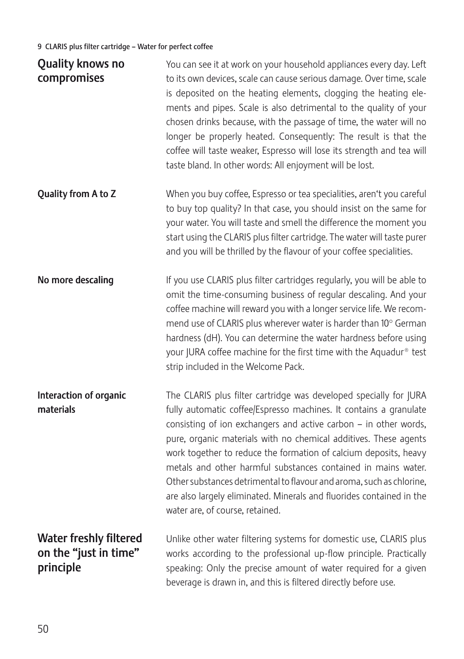 Quality knows no compromises | Jura Capresso IMPRESSA C5 User Manual | Page 50 / 88