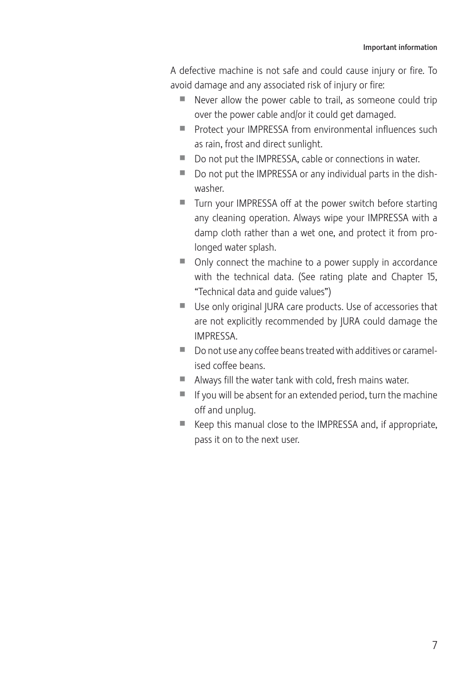 Jura Capresso IMPRESSA C5 User Manual | Page 7 / 88