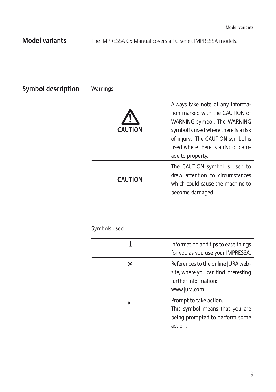 Jura Capresso IMPRESSA C5 User Manual | Page 9 / 88