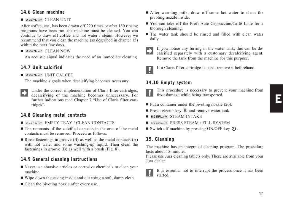 Jura Capresso X95 User Manual | Page 17 / 22