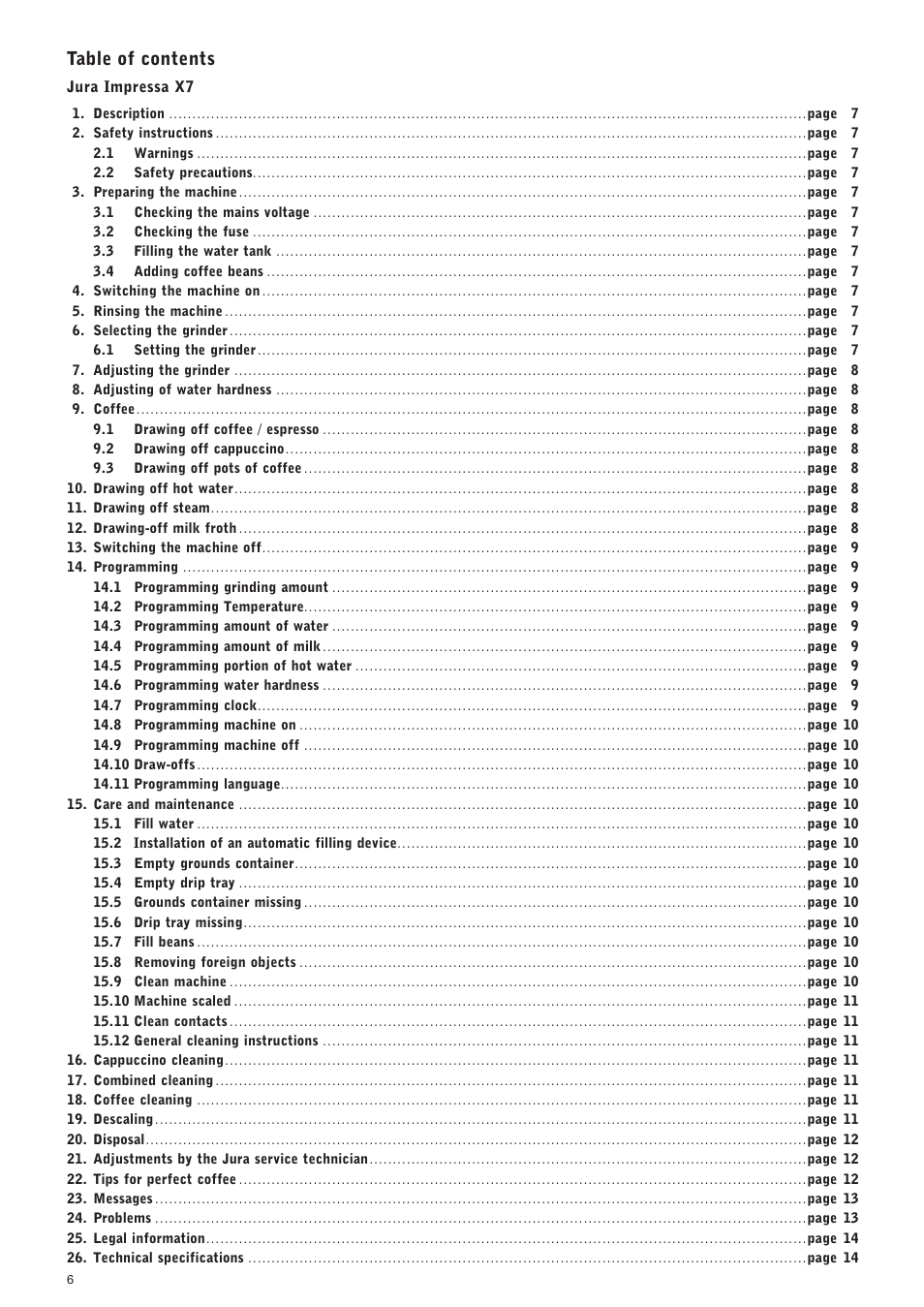 Jura Capresso IMPRESSA X7 User Manual | Page 6 / 14