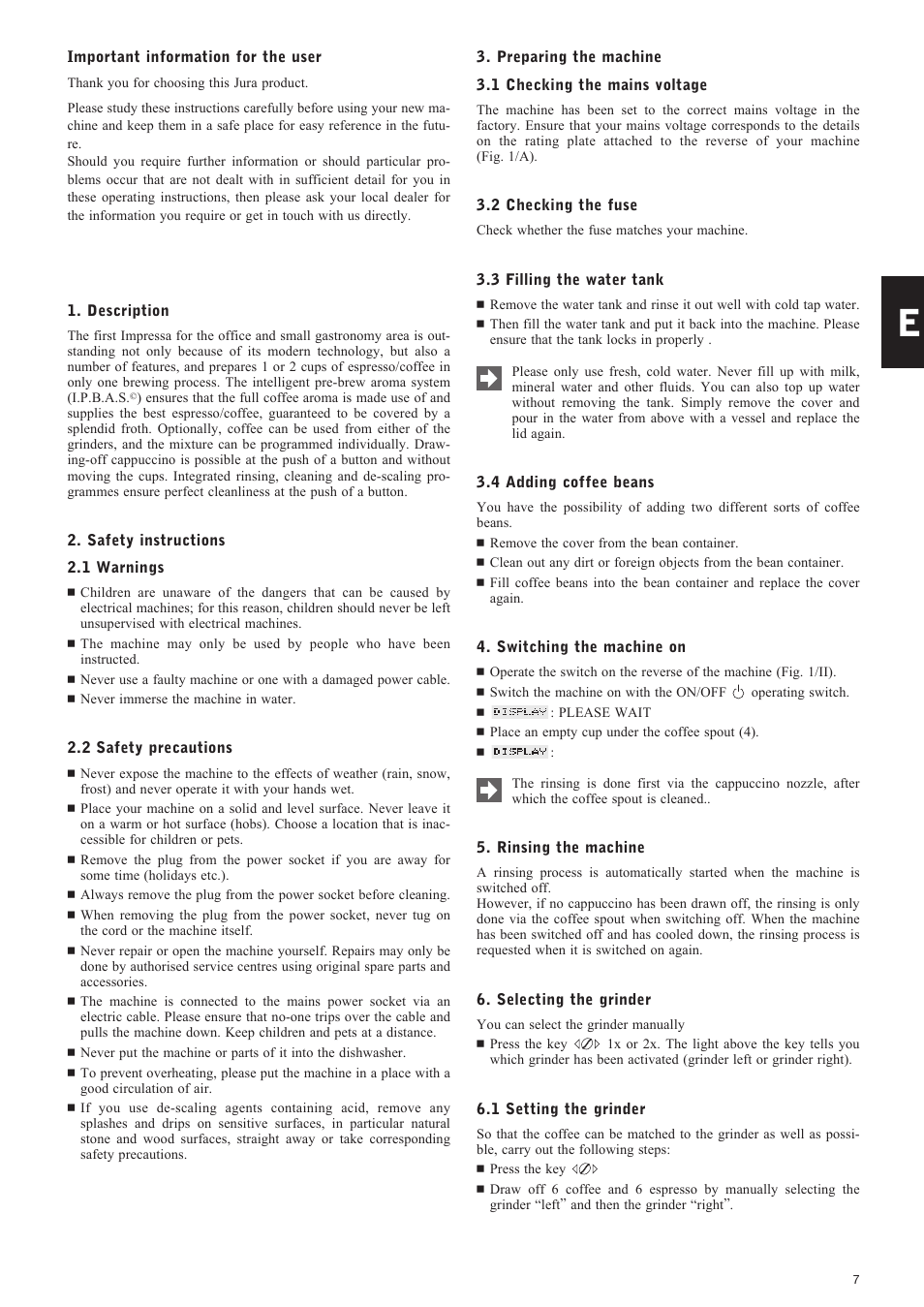Jura Capresso IMPRESSA X7 User Manual | Page 7 / 14