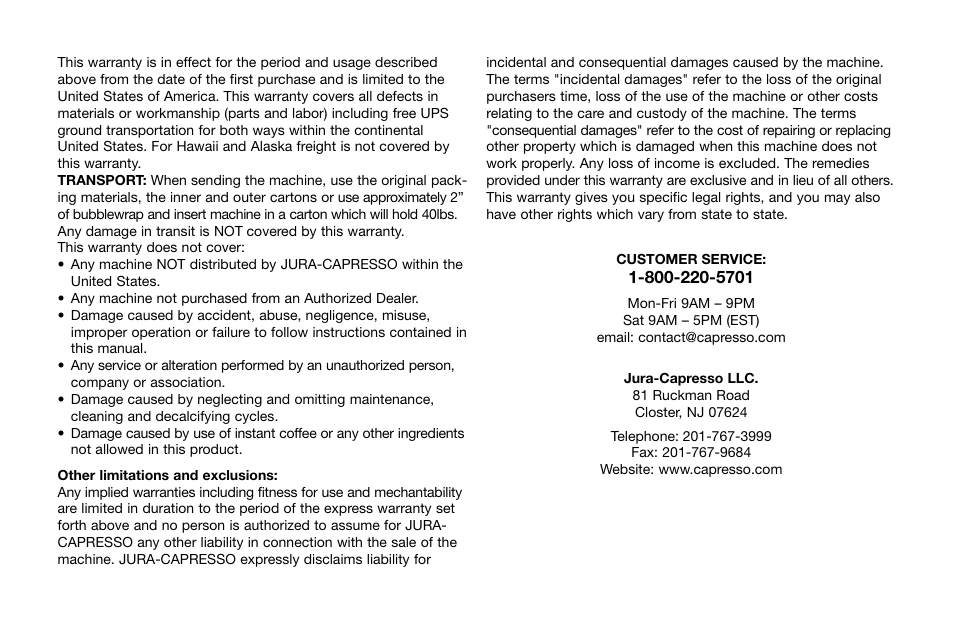 Jura Capresso 64701R1 User Manual | Page 24 / 24