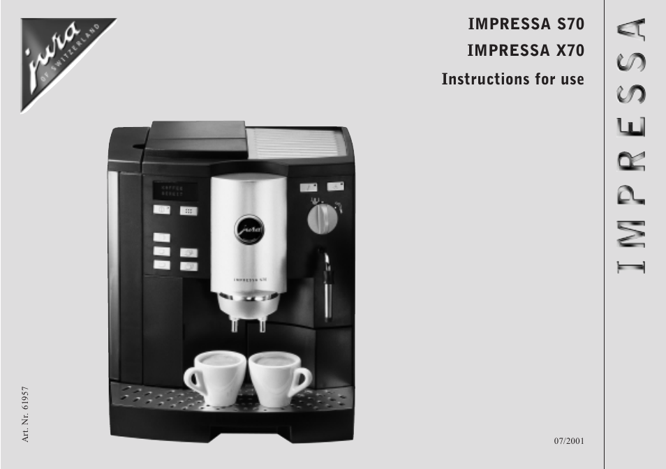 Jura Capresso IMPRESSA S70 User Manual | 20 pages