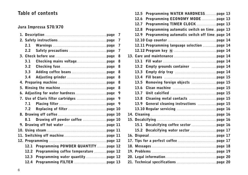 Jura Capresso IMPRESSA S70 User Manual | Page 6 / 20