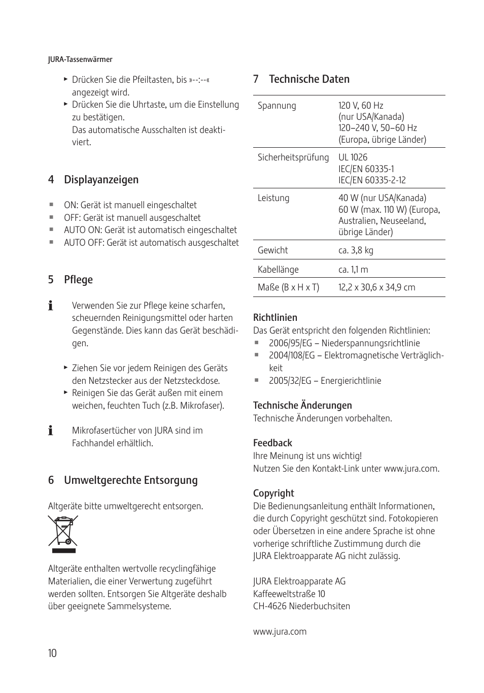 Jura Capresso 571 User Manual | Page 10 / 60