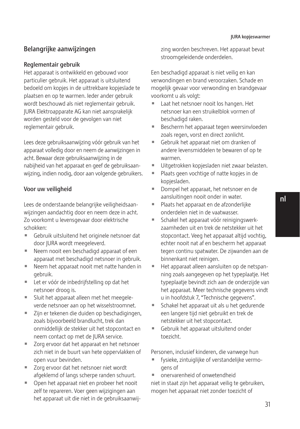 De nl | Jura Capresso 571 User Manual | Page 31 / 60