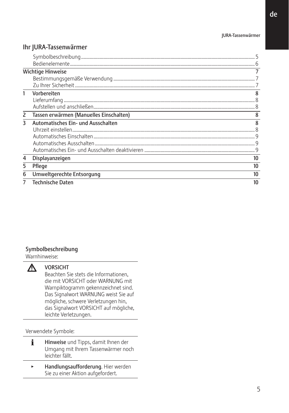 Jura Capresso 571 User Manual | Page 5 / 60