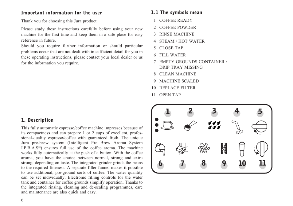 Jura Capresso IMPRESSA E65 User Manual | Page 6 / 19