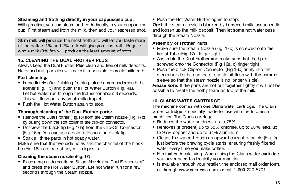 Jura Capresso Impressa F9 User Manual | Page 15 / 27