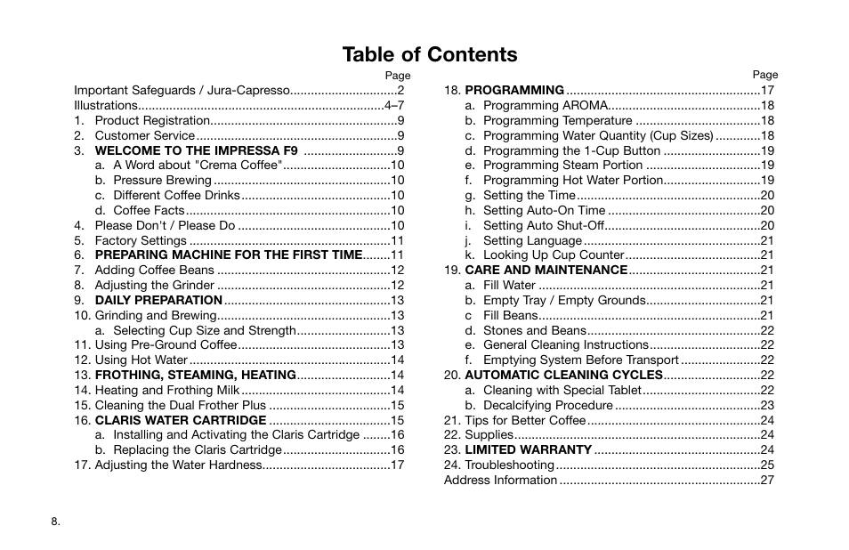 Jura Capresso Impressa F9 User Manual | Page 8 / 27