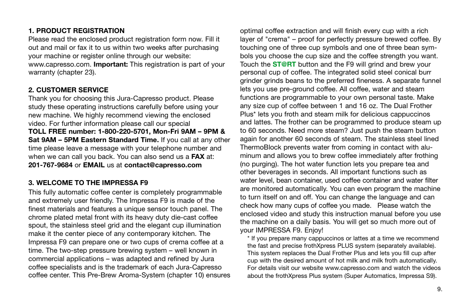 Jura Capresso Impressa F9 User Manual | Page 9 / 27