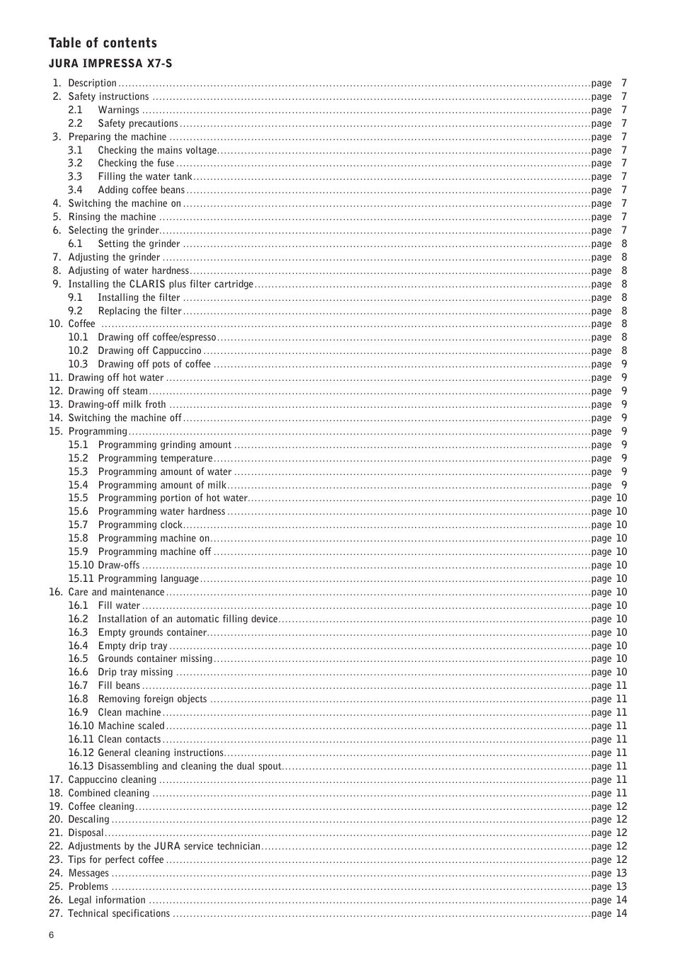 Jura Capresso IMPRESSA X7-S User Manual | Page 6 / 14