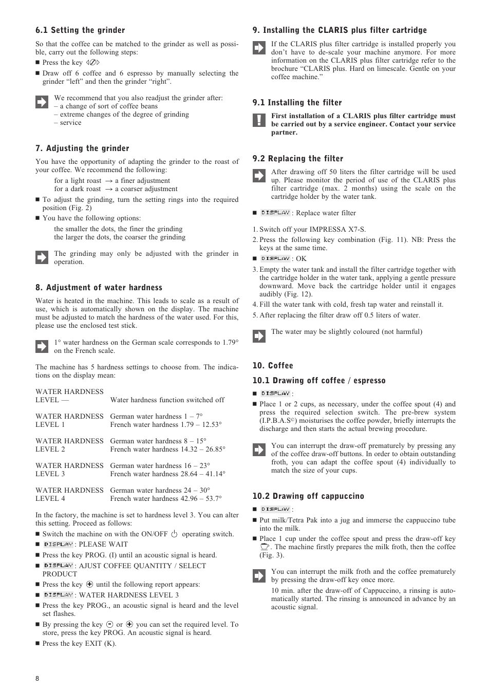 Jura Capresso IMPRESSA X7-S User Manual | Page 8 / 14