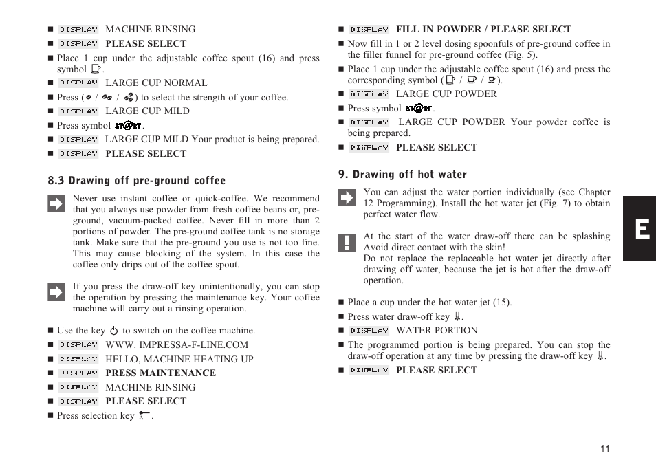 Jura Capresso impressa F90/F9 User Manual | Page 11 / 24