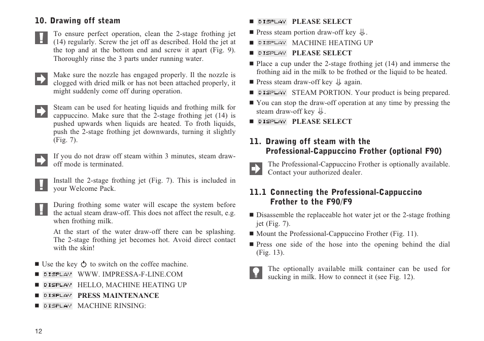 Jura Capresso impressa F90/F9 User Manual | Page 12 / 24