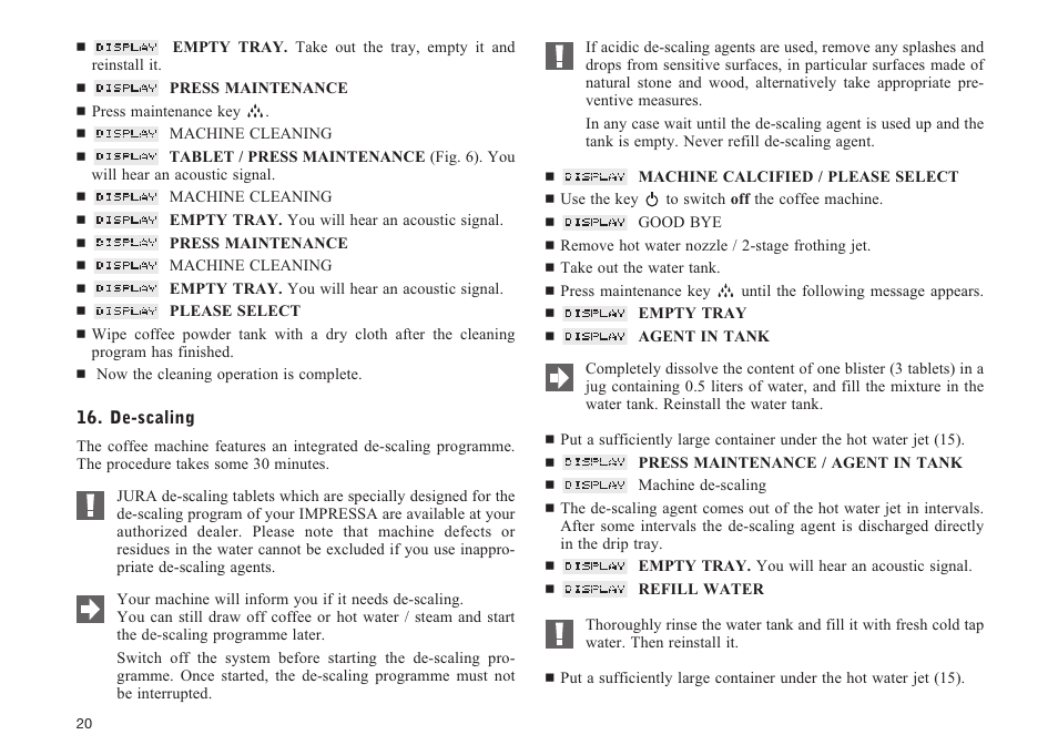 Jura Capresso impressa F90/F9 User Manual | Page 20 / 24