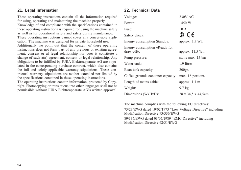 Jura Capresso impressa F90/F9 User Manual | Page 24 / 24