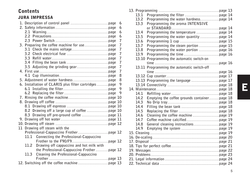 Jura Capresso impressa F90/F9 User Manual | Page 5 / 24