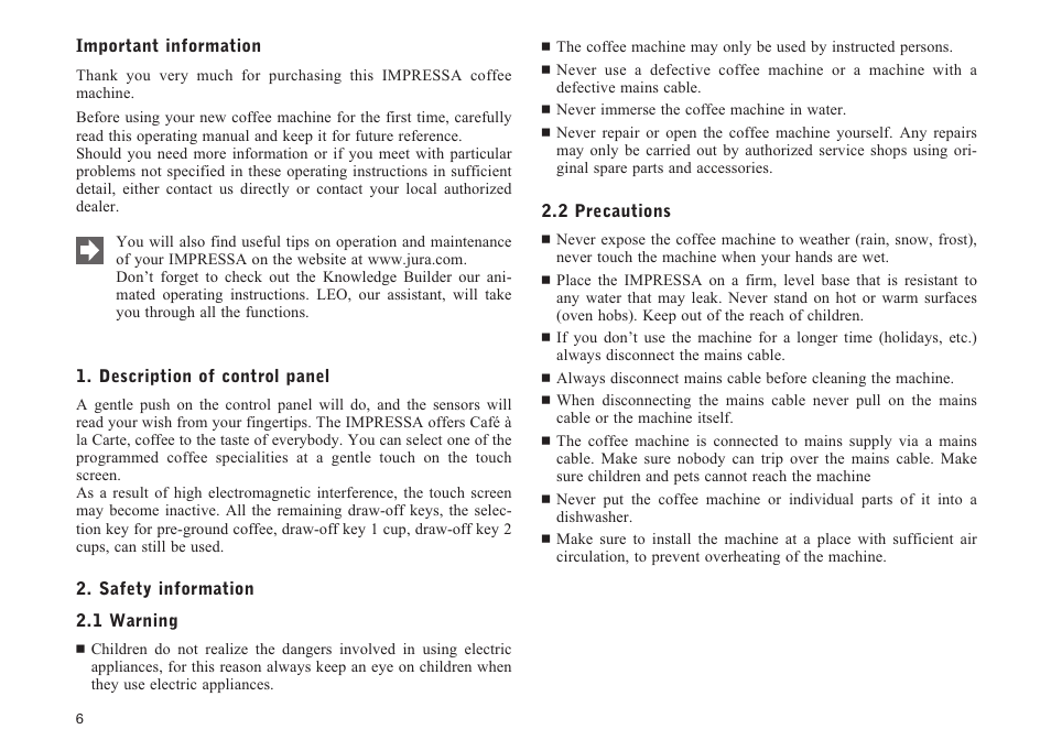 Jura Capresso impressa F90/F9 User Manual | Page 6 / 24